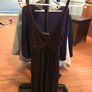 brown rolled-strap dress